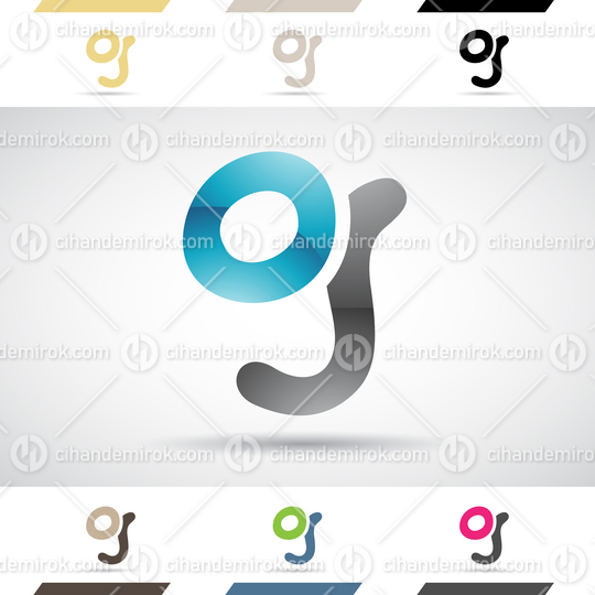 Blue and Black Abstract Glossy Logo Icon of Round Comic Letter G