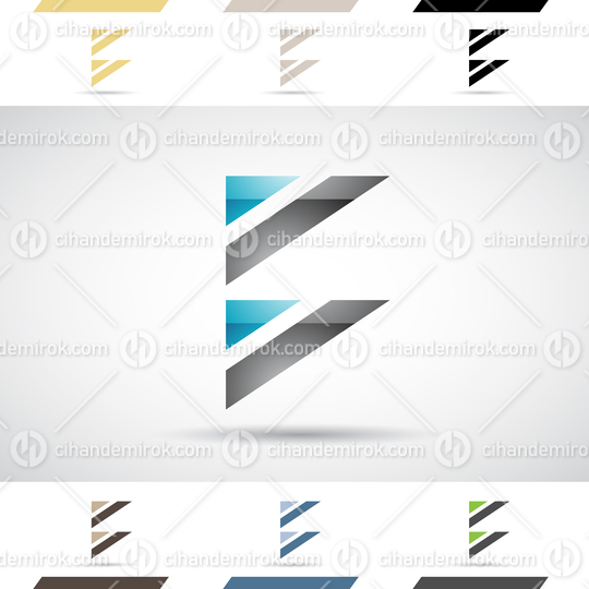Blue and Black Abstract Glossy Triangular Flag Like Logo Icon of Letter B