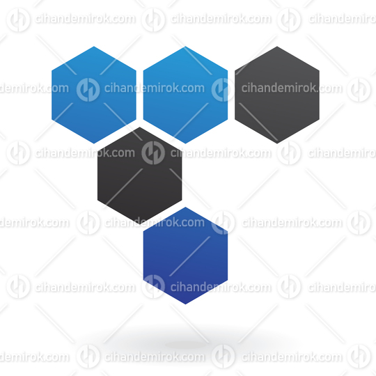 Blue and Black Abstract Honeycomb Logo Icon of Hexagons