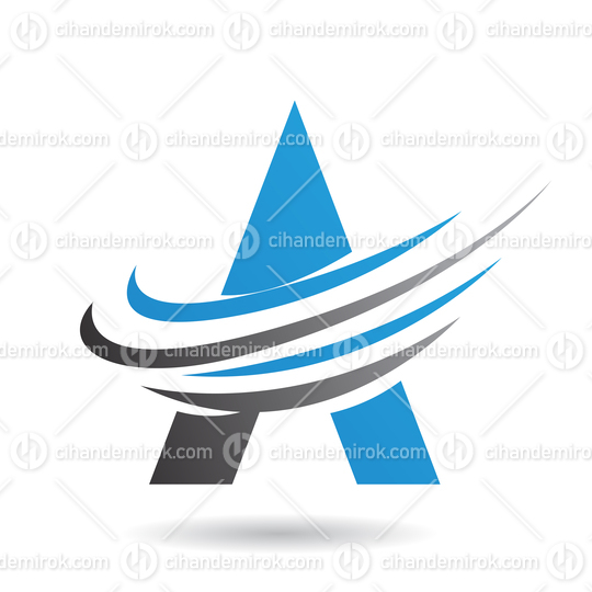 Blue and Black Abstract Icon of Letter A with Twisting Swoosh Lines 