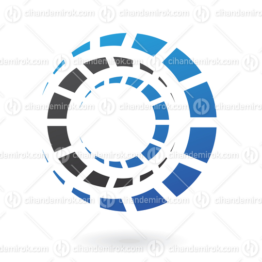 Blue and Black Abstract Intertwined Cogs or Gears