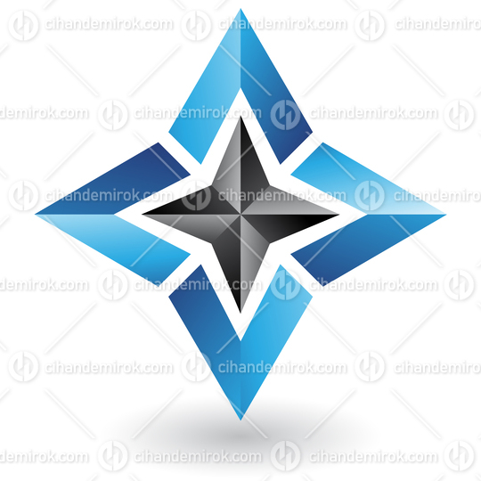 Blue and Black Abstract Logo Icon with a Black Star in the Cente