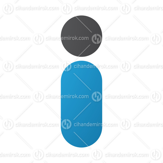 Blue and Black Abstract Round Person Shaped Letter I Icon
