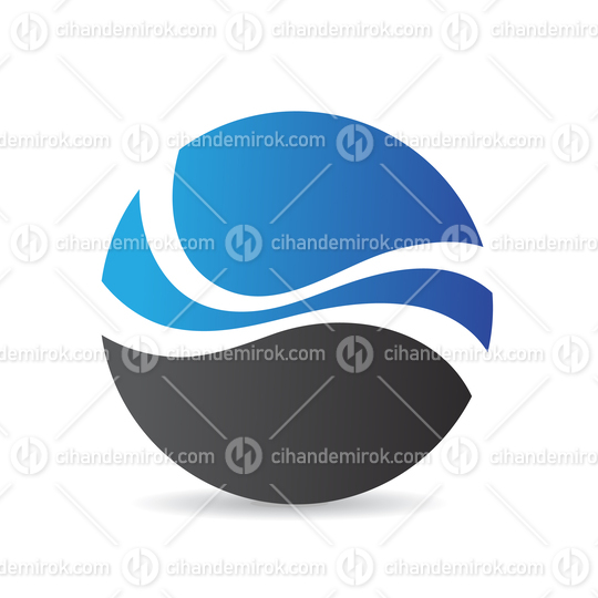 Blue and Black Abstract Round Wavy Logo Icon