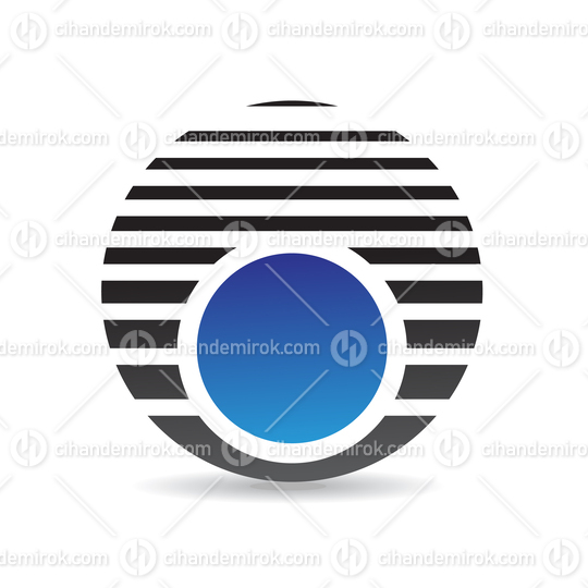 Blue and Black Abstract Striped Round Logo Icon