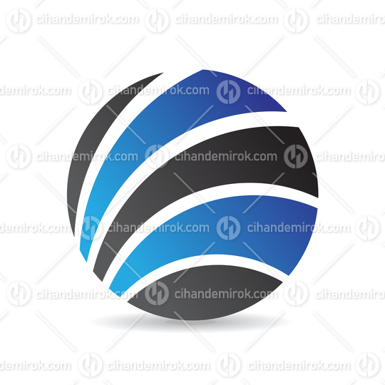Blue and Black Abstract Thick Striped Round Logo Icon