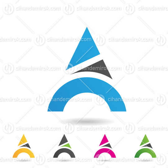 Blue and Black Abstract Triangular Letter A Icon with Arched Legs 