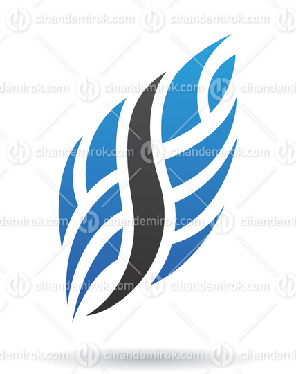 Blue and Black Abstract Wavy Wing like Stripes Logo Icon