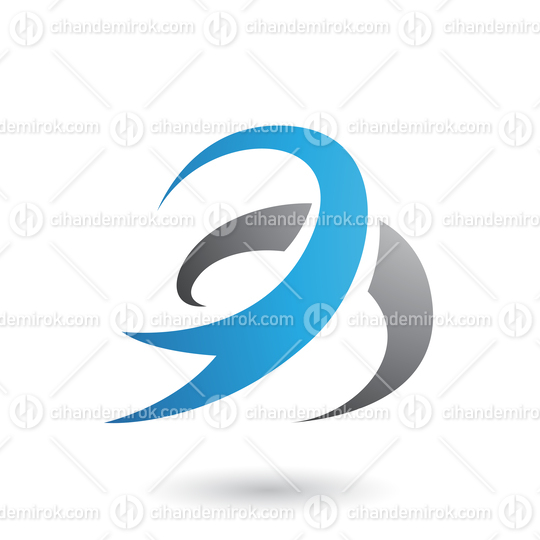 Blue and Black Abstract Wind and Twister Shape Vector Illustration