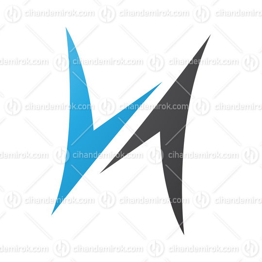 Blue and Black Arrow Shaped Letter H Icon