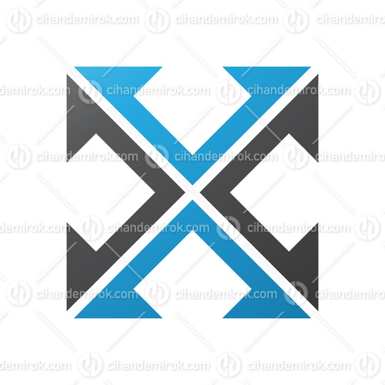 Blue and Black Arrow Square Shaped Letter X Icon