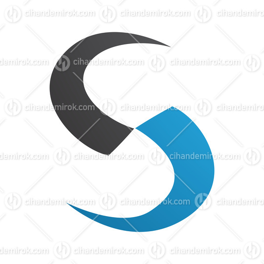 Blue and Black Blade Shaped Letter S Icon