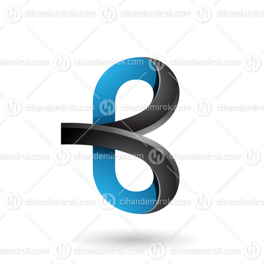 Blue and Black Bold Curvy Letter B Vector Illustration