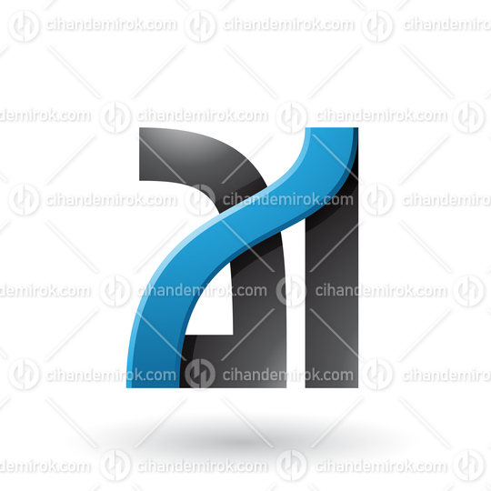 Blue and Black Bold Dual Letters A and I Vector Illustration