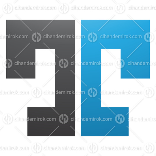 Blue and Black Bold Split Shaped Letter T Icon