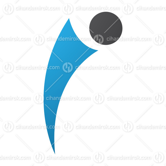 Blue and Black Bowing Person Shaped Letter I Icon