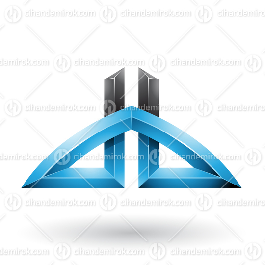 Blue and Black Bridged Letters of D and B Vector Illustration