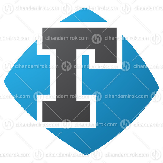 Blue and Black Bulged Square Shaped Letter R Icon