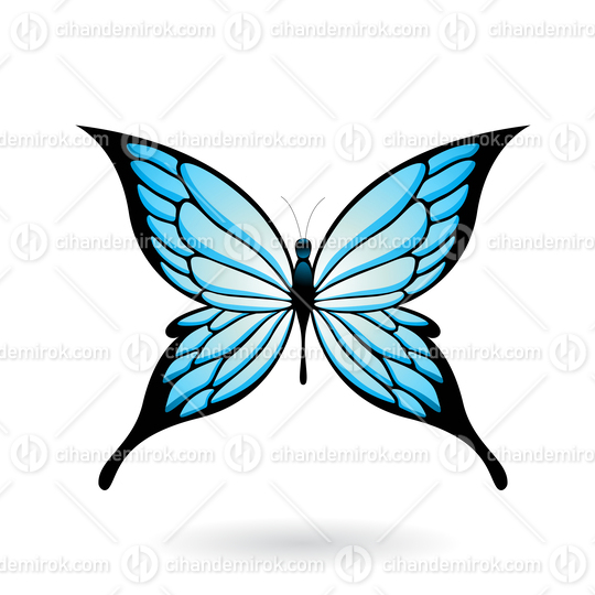 Blue and Black Butterfly Illustration with Pointed Wings