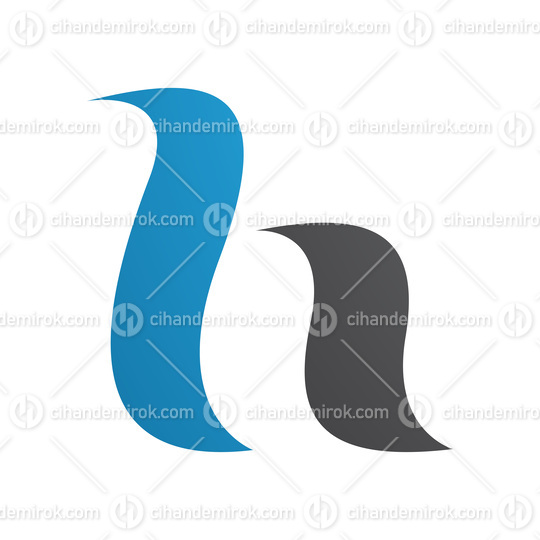 Blue and Black Calligraphic Letter H Icon