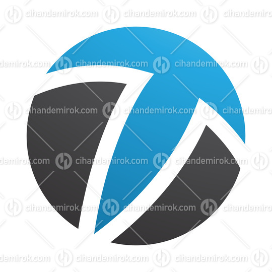 Blue and Black Circle Shaped Letter T Icon