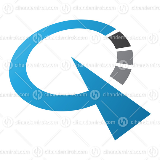 Blue and Black Clock Shaped Letter Q Icon