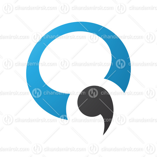 Blue and Black Comma Shaped Letter Q Icon