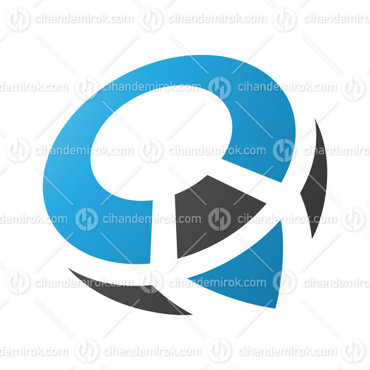 Blue and Black Compass Shaped Letter Q Icon