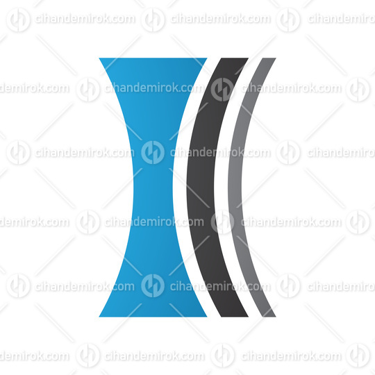 Blue and Black Concave Lens Shaped Letter I Icon