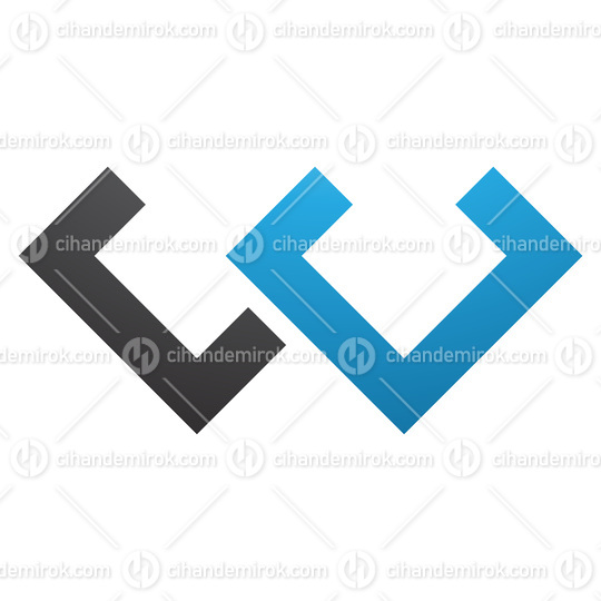 Blue and Black Cornered Shaped Letter W Icon