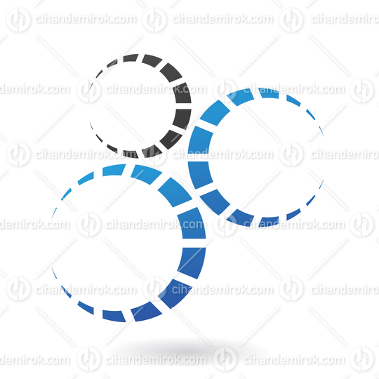 Blue and Black Crescent Shaped Cogs Abstract Logo Icon