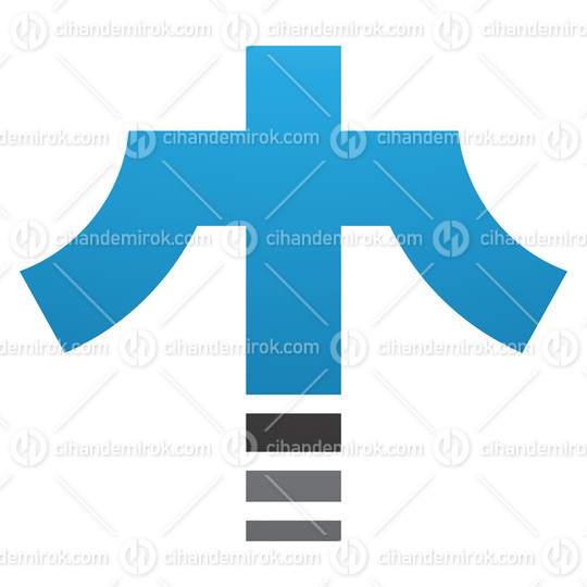 Blue and Black Cross Shaped Letter T Icon