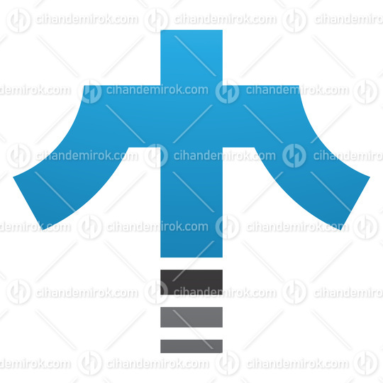 Blue and Black Cross Shaped Letter T Icon