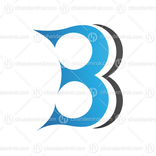 Blue and Black Curvy Letter B Icon Resembling Number 3