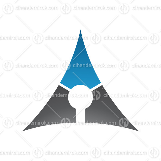 Blue and Black Deflated Triangle Letter A Icon