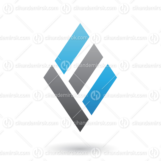 Blue and Black Diamond Shaped Letter E Vector Illustration