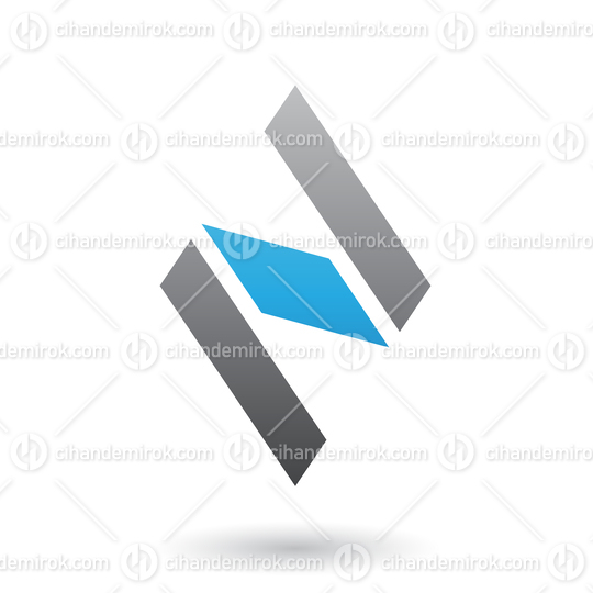 Blue and Black Diamond Shaped Letter N Vector Illustration