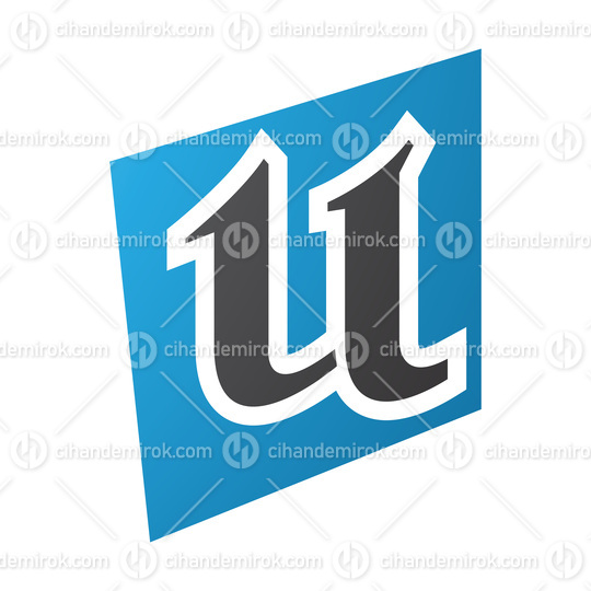 Blue and Black Distorted Square Shaped Letter U Icon