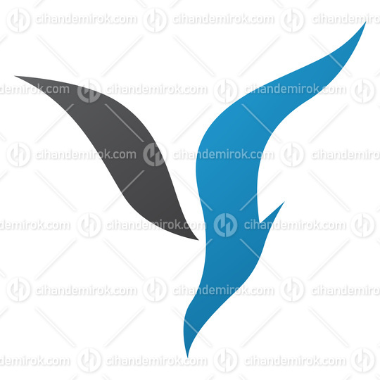 Blue and Black Diving Bird Shaped Letter Y Icon