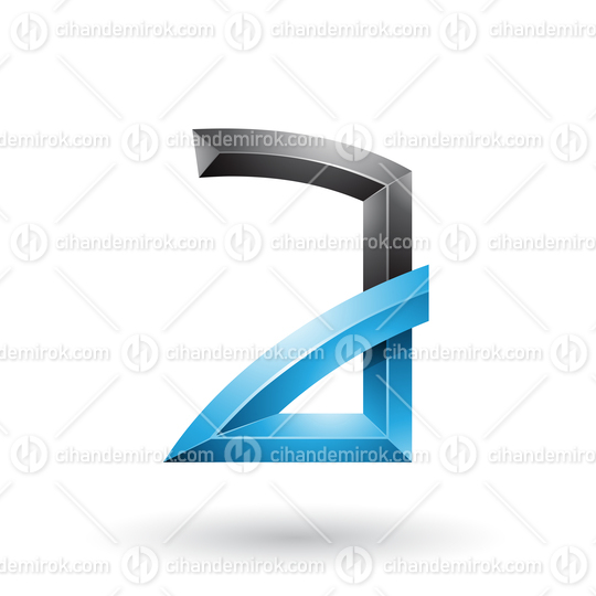 Blue and Black Embossed Letter A with Bended Joints