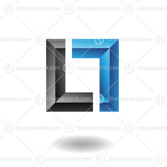 Blue and Black Embossed Square Frame Abstract Logo Icon
