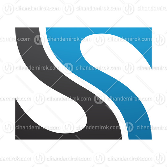 Blue and Black Fish Fin Shaped Letter S Icon