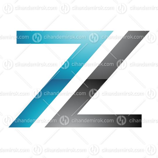 Blue and Black Glossy Abstract Letter Z Logo Icon - Bundle No: 085