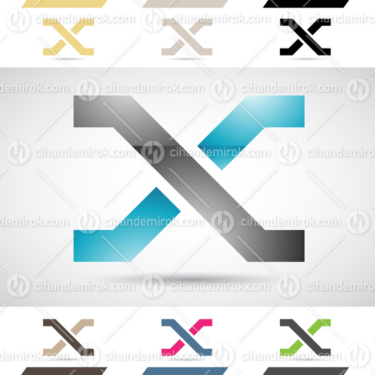 Blue and Black Glossy Abstract Logo Icon of Crossing Letter X