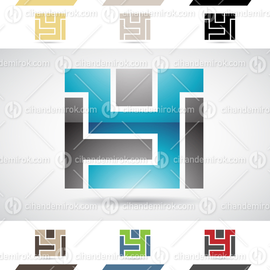 Blue and Black Glossy Abstract Logo Icon of Maze Shaped Square Letter Y