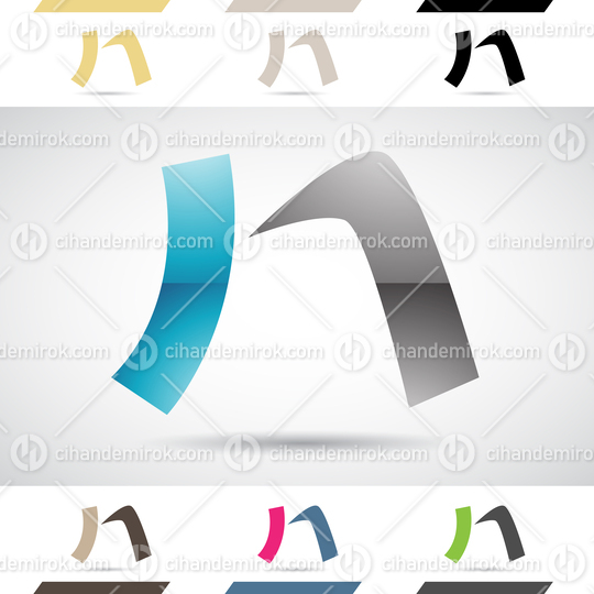 Blue and Black Glossy Abstract Logo Icon of Stick Shaped Letter N