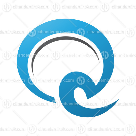 Blue and Black Hook Shaped Letter Q Icon