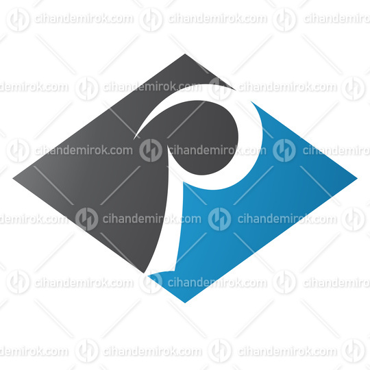 Blue and Black Horizontal Diamond Letter P Icon