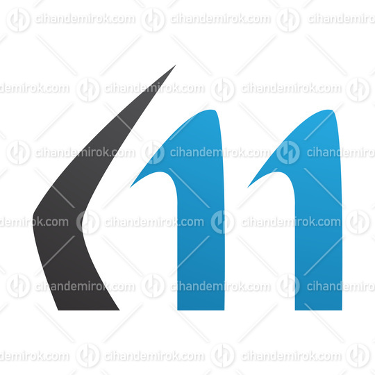 Blue and Black Horn Shaped Letter M Icon