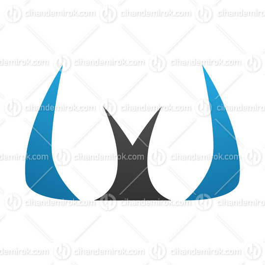 Blue and Black Horn Shaped Letter W Icon